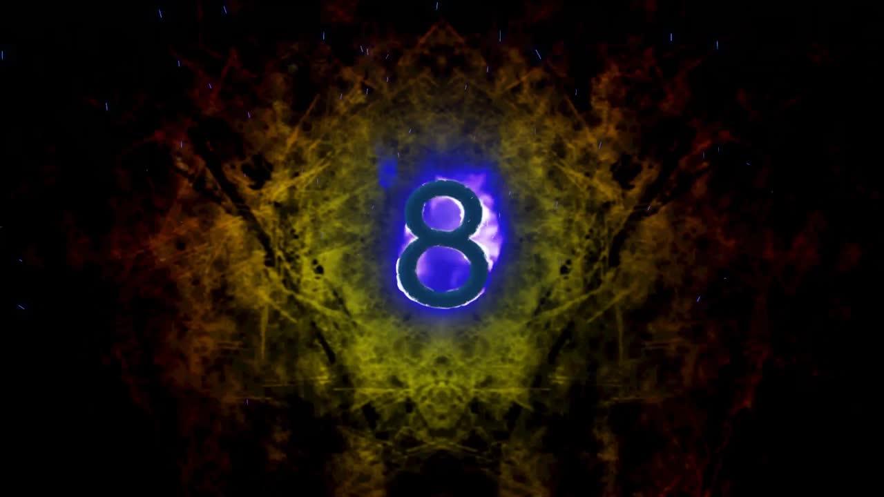 animación de 8 textos en llamas ardientes sobre un fondo oscuro