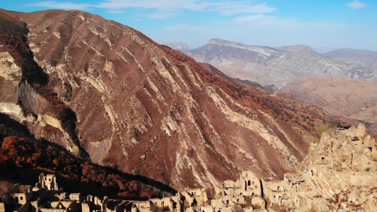 Aerial View of an Abandoned Village in the Mountains