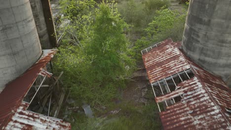 aerial sunset reveal near a farm in alabama