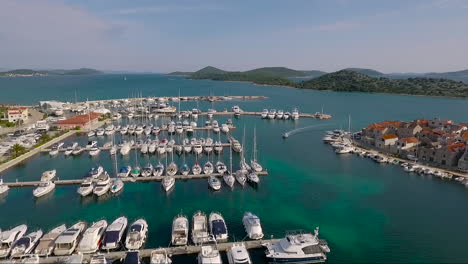 aerial over a coastal village in croatia 11