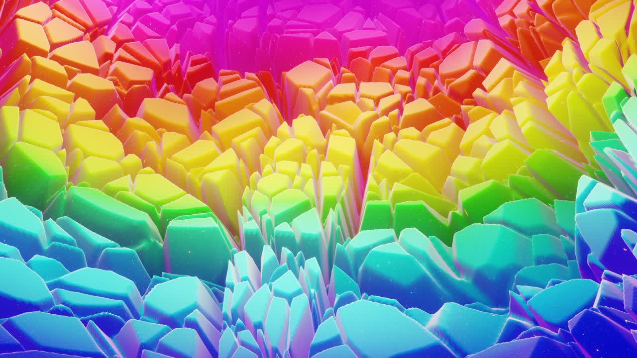 hermosa superficie abstracta en 3d con chispas de brillo, ondas extrudidas o desplazadas se transforman en bucle. gradiente de arco iris, material mate suave como la dulzura de la morfología o la mermelada con un ligero resplandor interno.