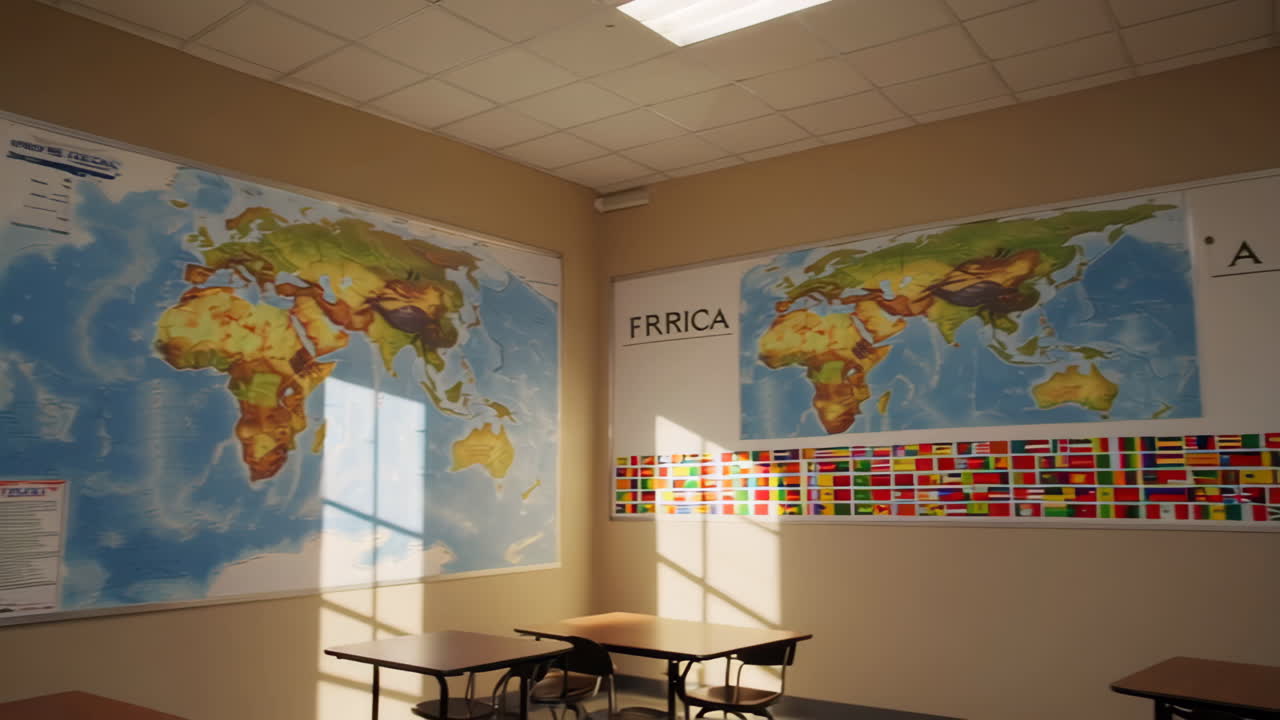 World Map in an Office Setting