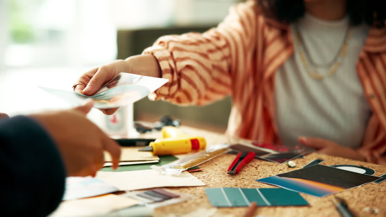 People doing arts and crafts at a workspace