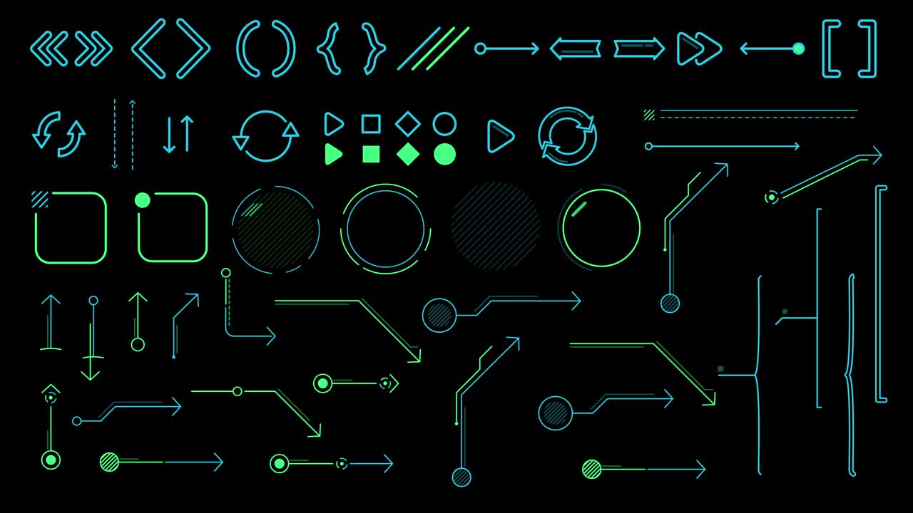 Collection of animated infographic elements and arrows