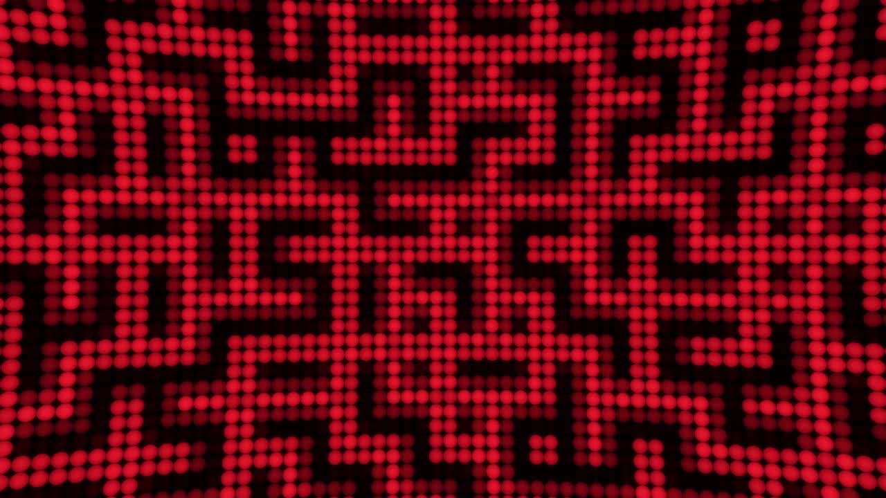 líneas rojas brillantes bombillas bolas led panel fondo animado