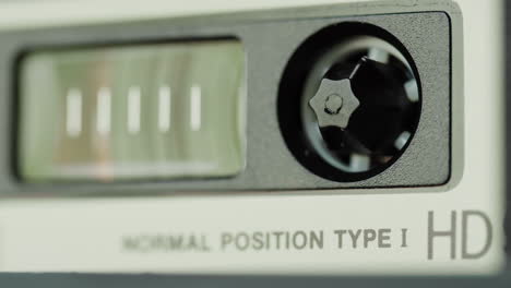close-up of a vintage audio cassette