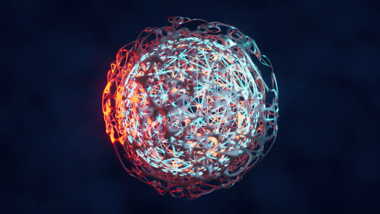 esfera de bioquímica con líneas de malla digital, renderización en 3d.