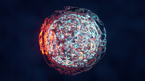 biochemistry sphere with digital mesh lines, 3d rendering.