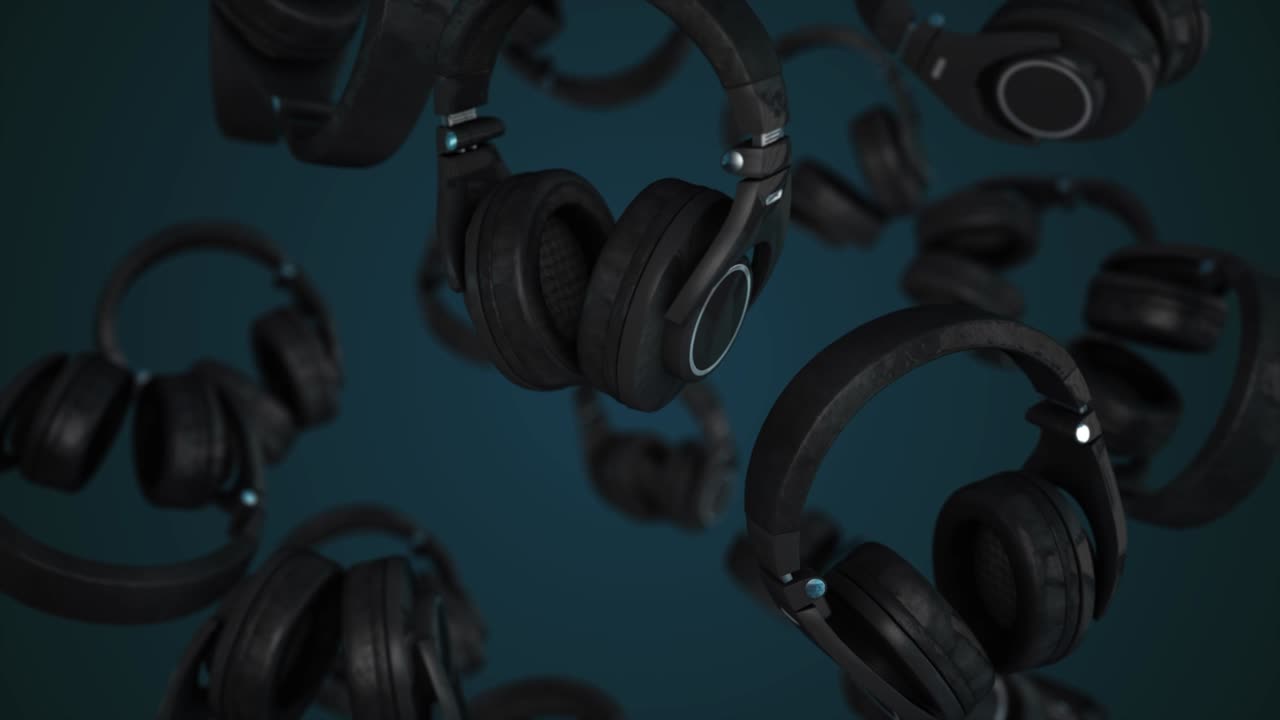 auriculares en un fondo abstracto. vibraciones musicales. estilo de dj. animación de auriculares