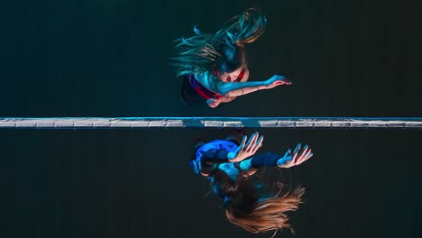 Overhead View of Girls Volleyball Match