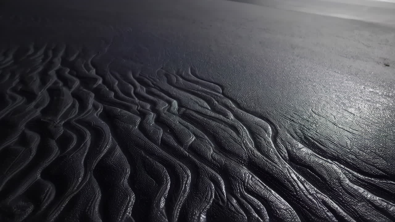 Black Sand Beach with Wave Patterns