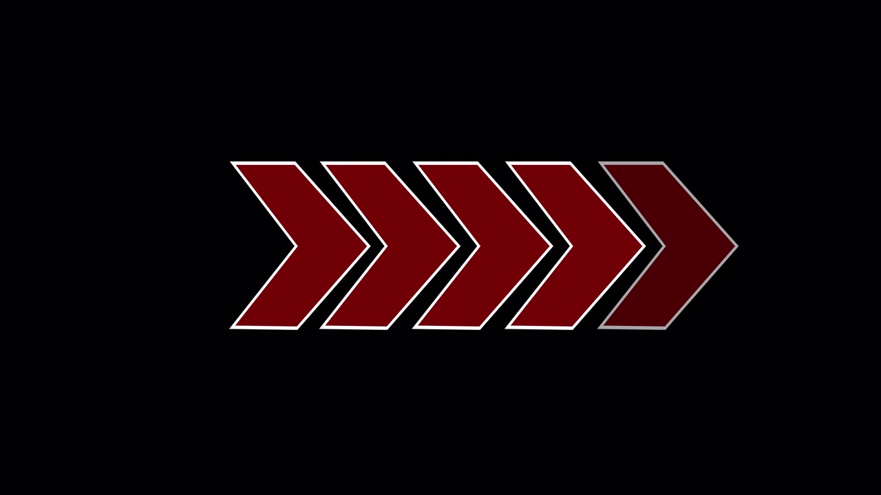 Animated Red Chevron Arrows Moving on Black Background