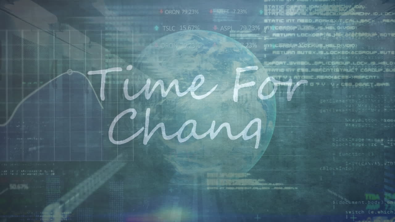 주식 시장 데이터 처리를 통해 텍스트를 변경하는 시간의 애니메이션 및 서버 에 대한 지구