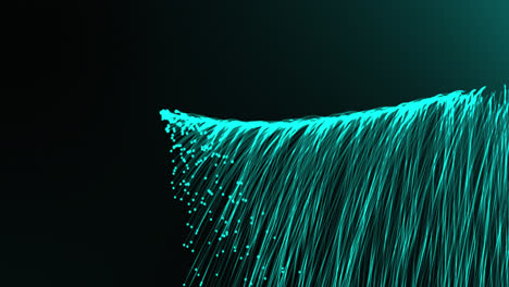 animation of glowing green light trails moving on dark green background