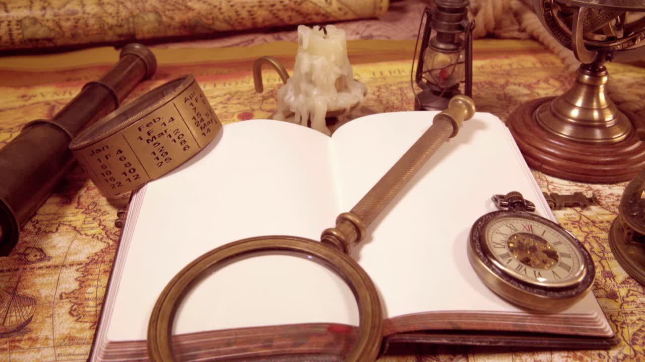 1565년의 오래된 지도에 그려진 빈티지 고정물입니다.