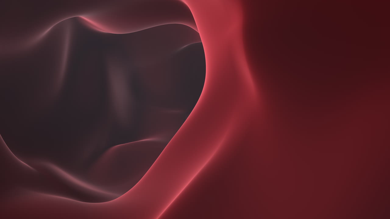 A striking white circular shape surrounded by flowing lines on a deep red background commands attention in this simple yet captivating image
