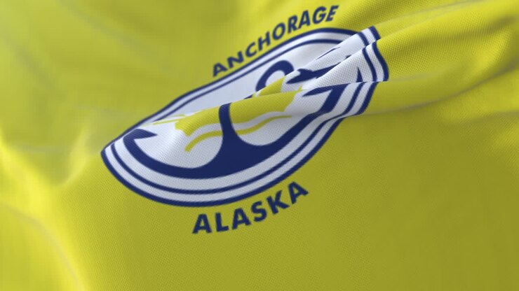 Bandiera della città di Anchorage, Alaska, Stati Uniti d'America - in loop.