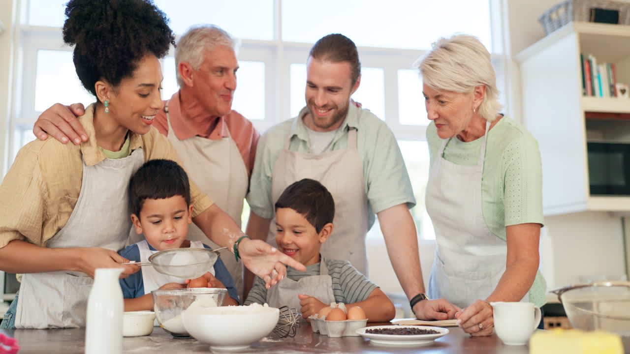 부모, 할아버지, 할머니 및 가족과 함께하는 자녀