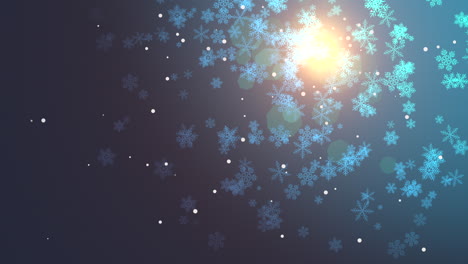 Snowflakes-gracefully-falling-against-a-dark-blue-background