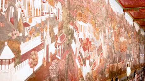 tourists admire intricate temple murals in bangkok