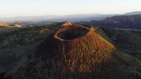 aerial jib drone view of a dormant volcano in st