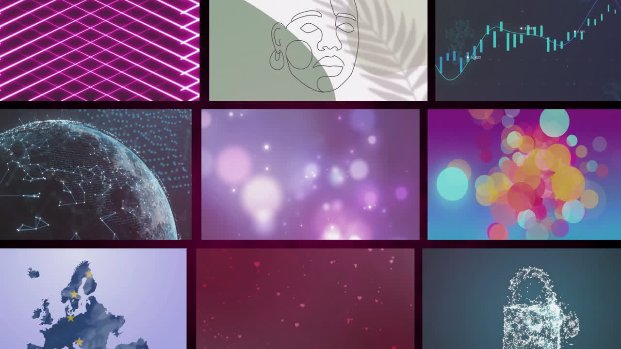 animación de pantallas con icono de nube y procesamiento de datos