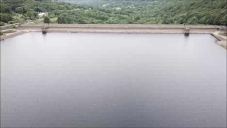 one of the many reservoirs of the peak district area, here seen from up high