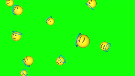 emoji emoticon innocent angel face falling green screen chroma key animation 3d