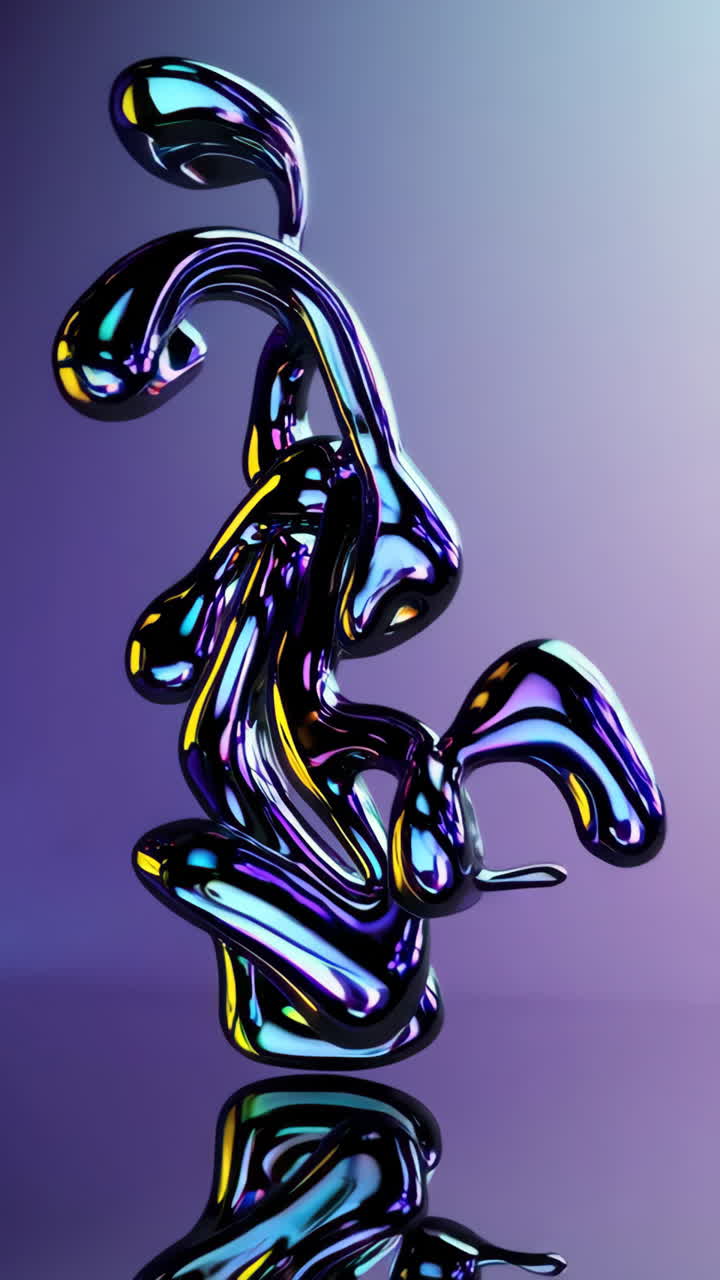 Abstract Iridescent Metallic Fluid Forms