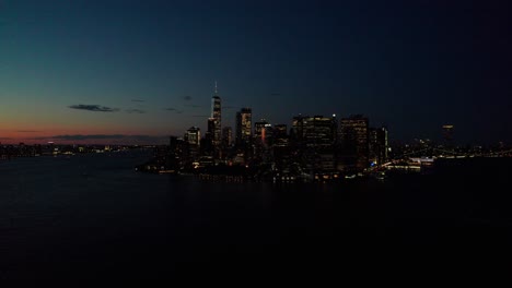epic dusk shot of downtown nyc lights