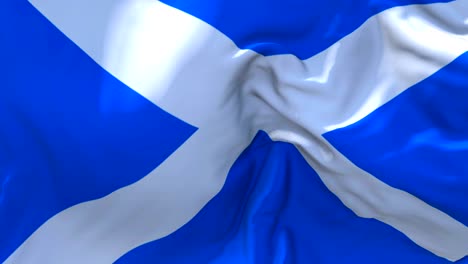 la bandera de escocia ondeando en el viento animación en cámara lenta. 4k textura de tela realista bandera soplando suavemente en un día de viento fondo de bucle continuo sin costuras.