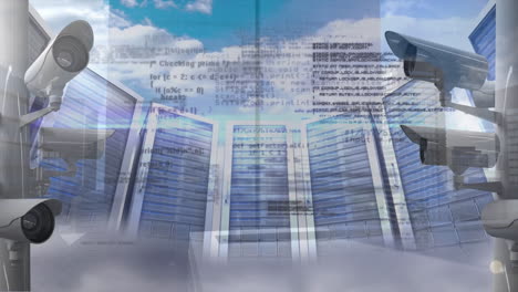 animations of cameras and data processing over server room