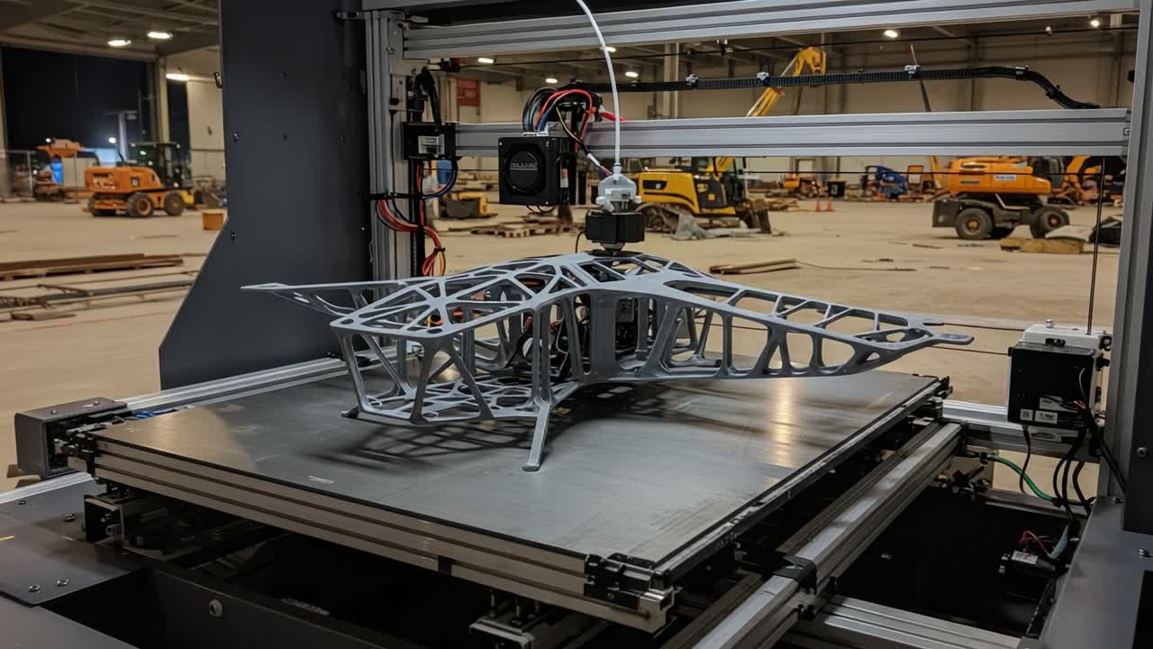 Innovative 3D Printing Technology Showcases Advanced Manufacturing Techniques with a Focus on Lightweight Structural Designs in an Industrial Setting