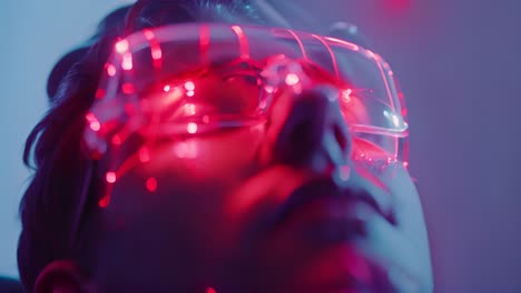 person wearing futuristic augmented reality glasses