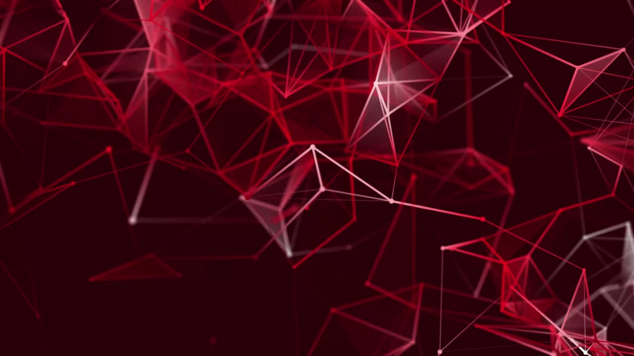 추상적인 다각형 공간, 점과 선의 움직임, 데이터 기술 및 과학적 일러스트레이션, 3d 렌더링, 원활한 루프