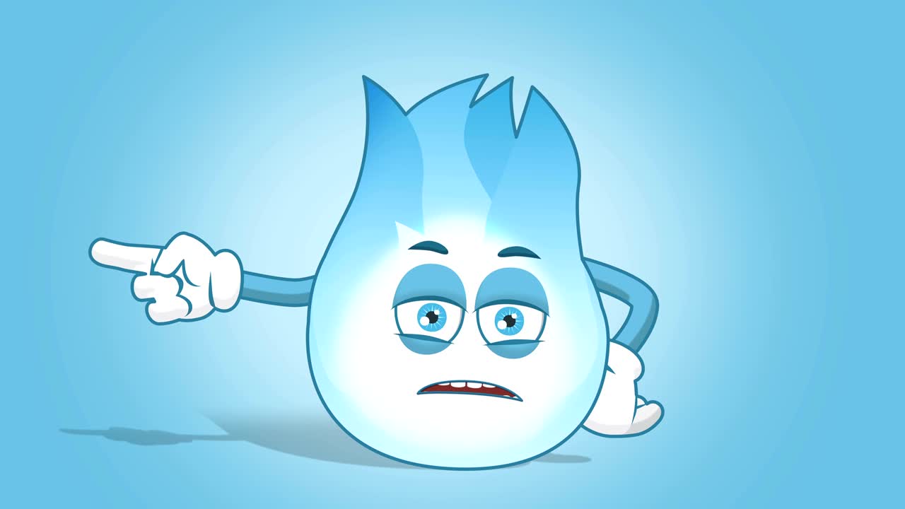 만화 가스 불꽃 불행한 얼굴 애니메이션 알파 매트와 함께 왼쪽 포인터