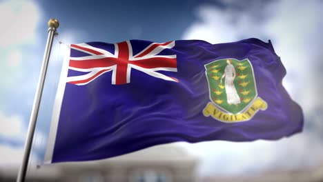 british virgin islands flag waving slow motion 3d rendering blue sky background - seamless loop 4k