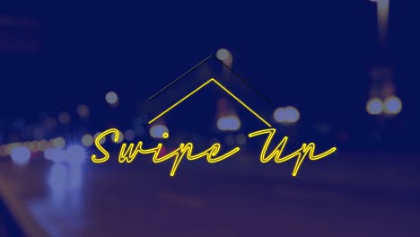 animation of swipe up text over cityscape