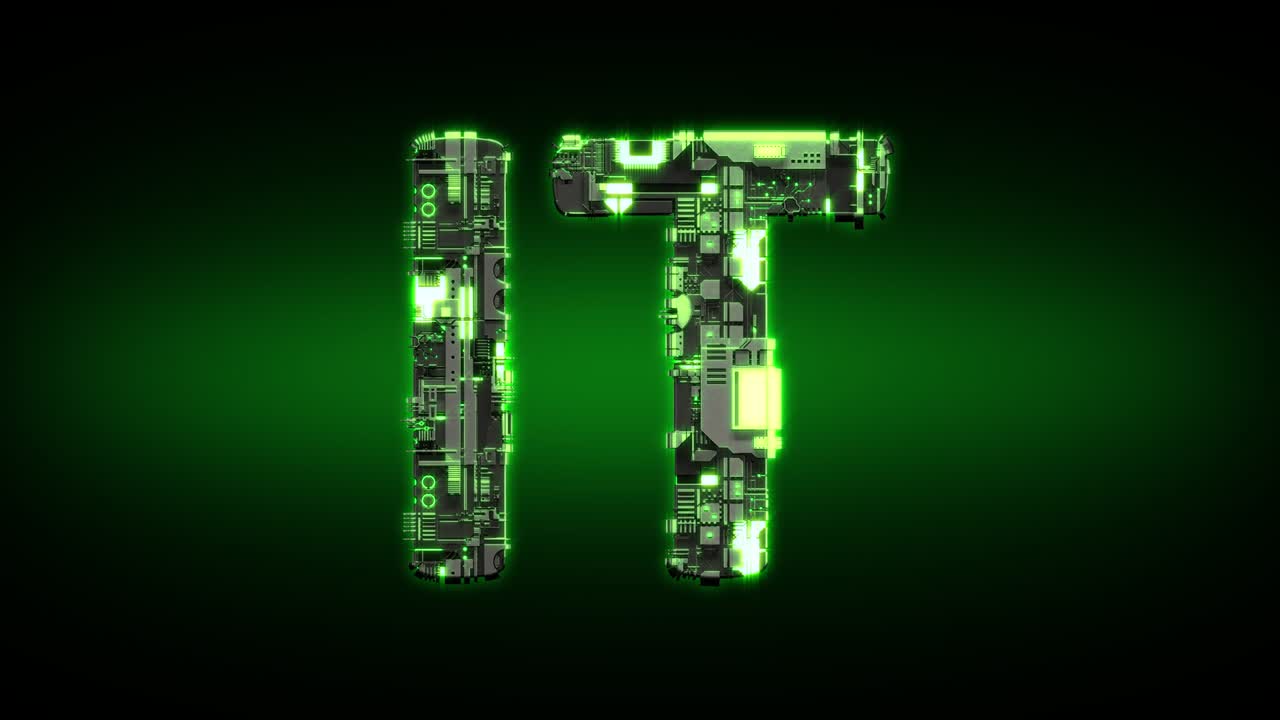 검은색, 고립된 - 루프 비디오에 빛나는 어두운 녹색 사이버 텍스트