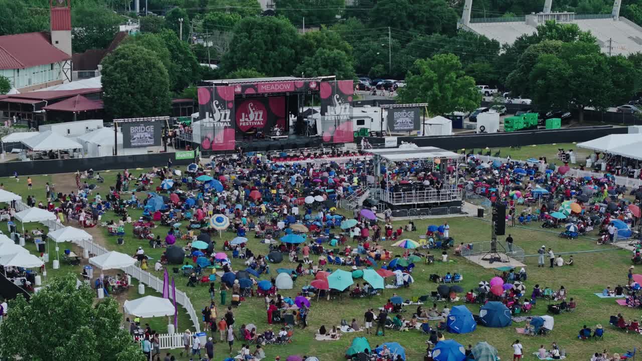 Aerial View of a Crowded Jazz Festival