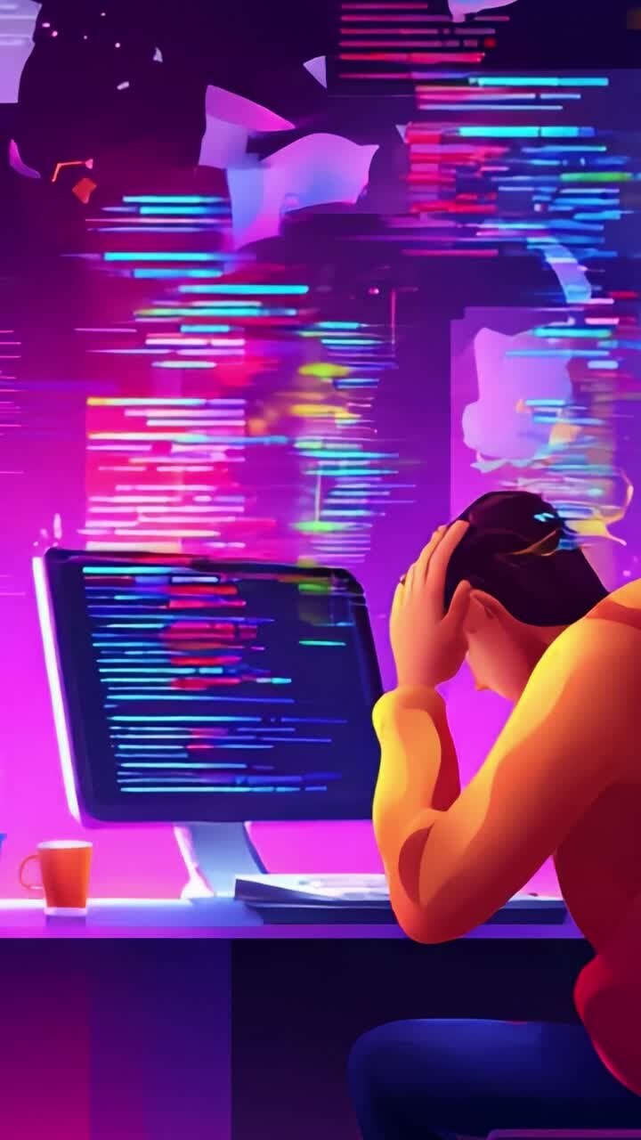Frustration and Overwhelm in Coding: A Visual Representation of Stressful Programming Sessions and Information Overload at a Computer Desk