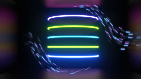 animación de rastros de luz de neón y formas abstractas que se mueven sobre un fondo negro