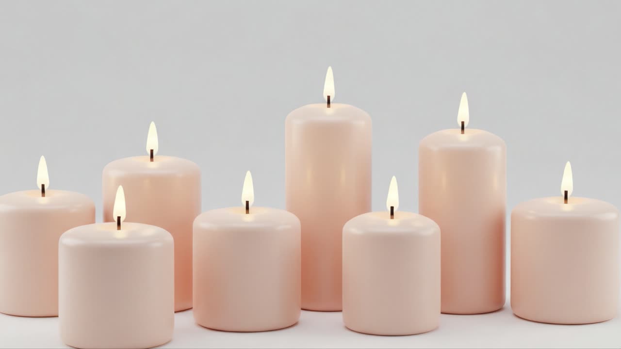 Elegant Display of Soft Pink Candles with Gentle Flames Illuminating a Calm Atmosphere, Creating a Serene and Peaceful Ambiance for Relaxation and Meditation