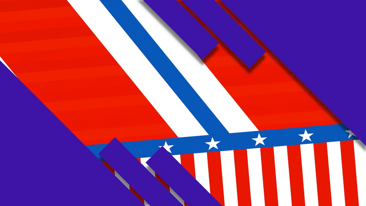 Animação de listras azuis sobre fundo com design de bandeira americana com espaço para texto