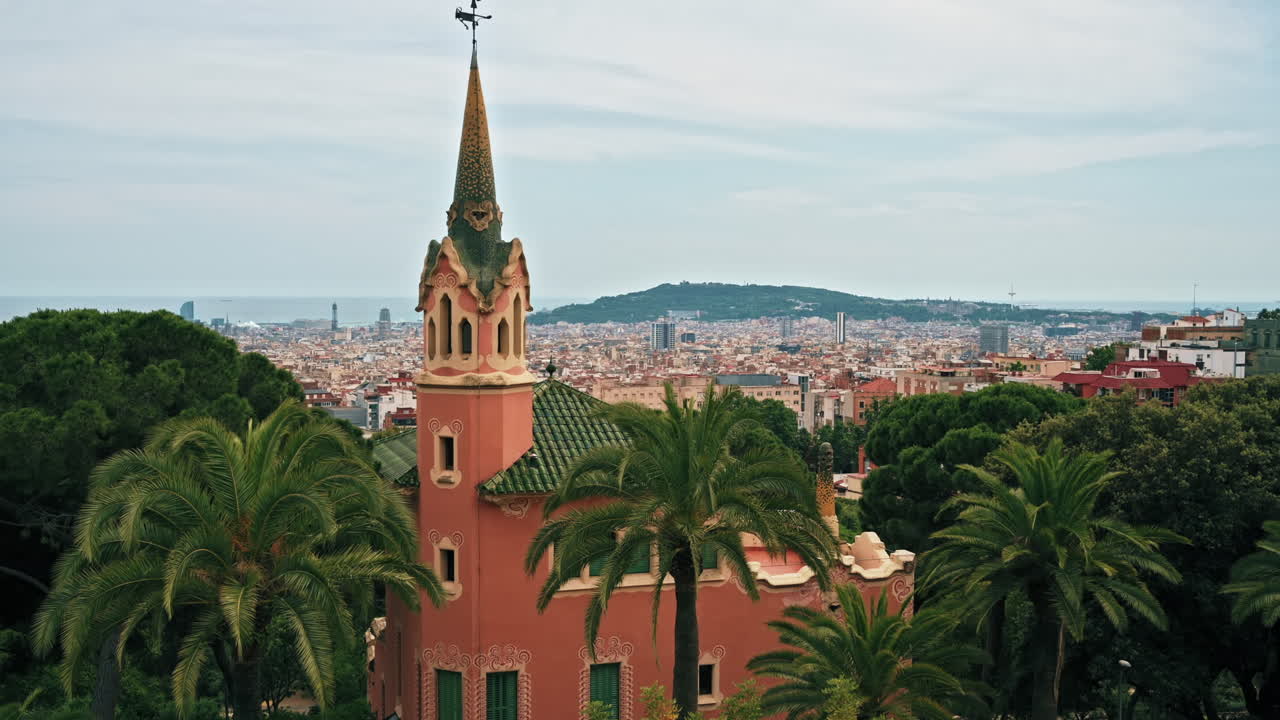 Panoramic view of Barcelona, building, view from the Parc Guell, Spain