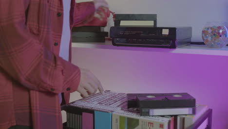 video vhs device on a shelf