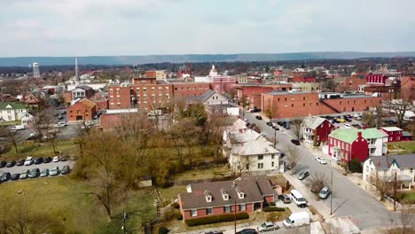 aerial over martinsburg west virginia shows a typical all amercian town 1