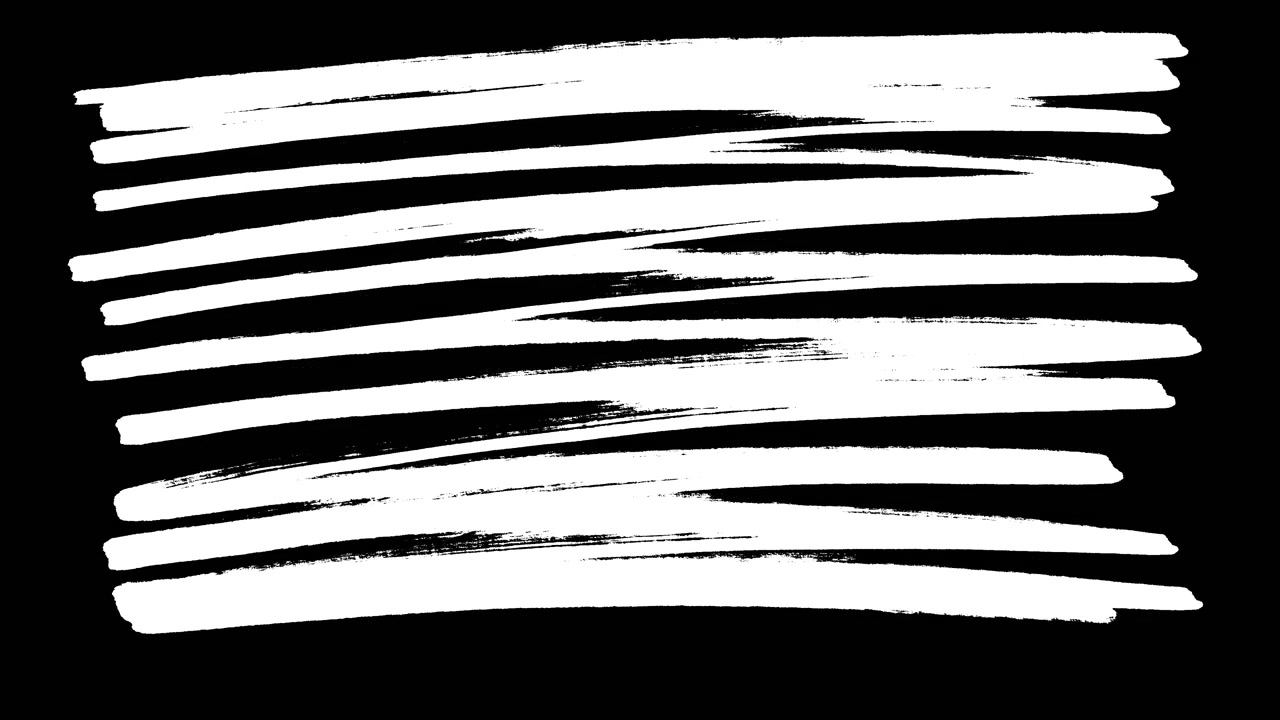 Pennellate bianche animate che appaiono e scompaiono su sfondo nero