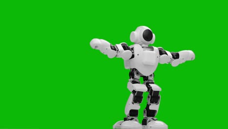 humanoid robot moves. green screen.