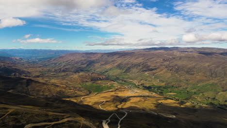 Magical-landscape-of-Cardrona-valley-in-New-Zealand,-aerial-view